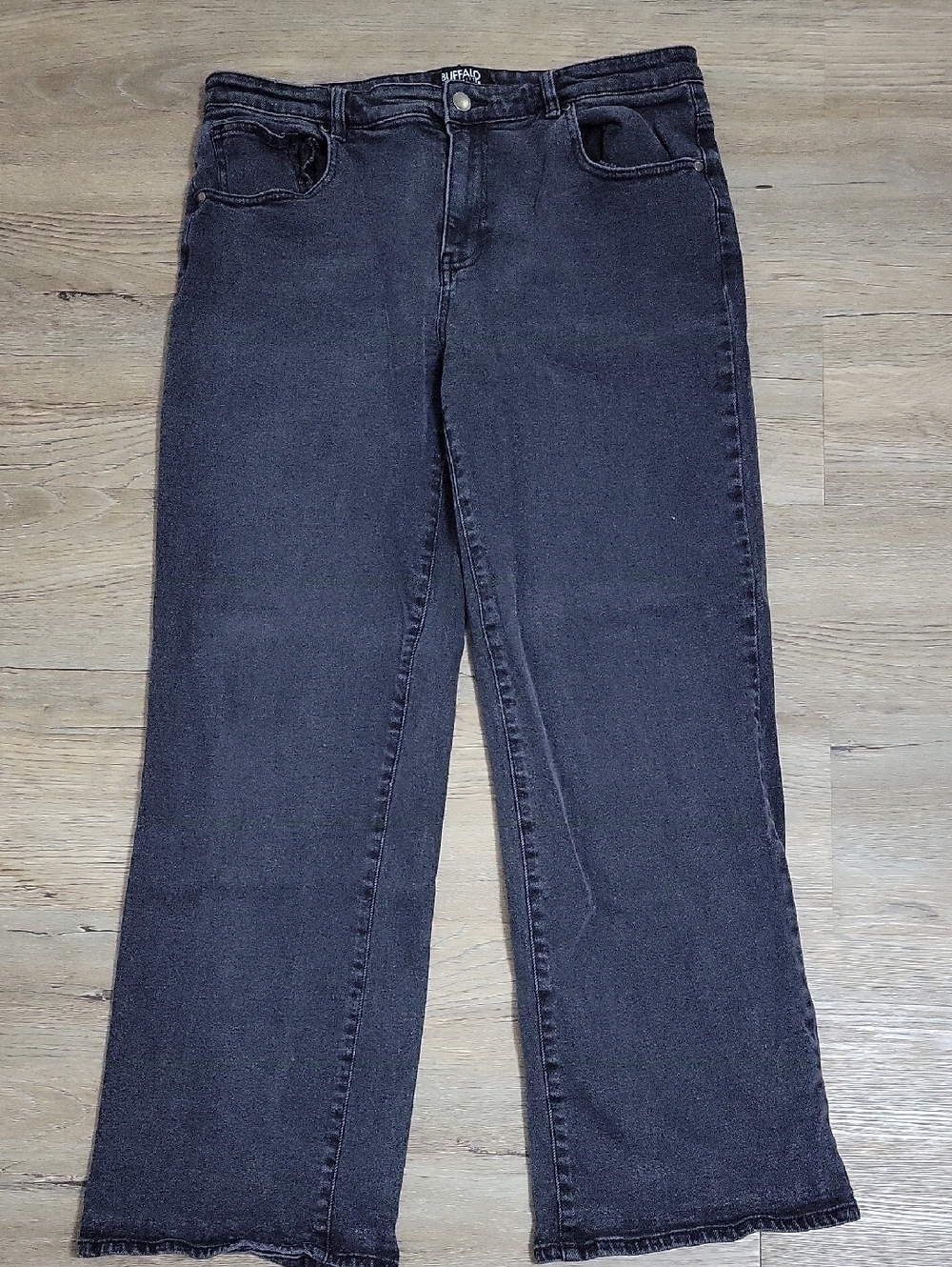 Buffalo David Bitton Washed Black Wide Leg Jeans